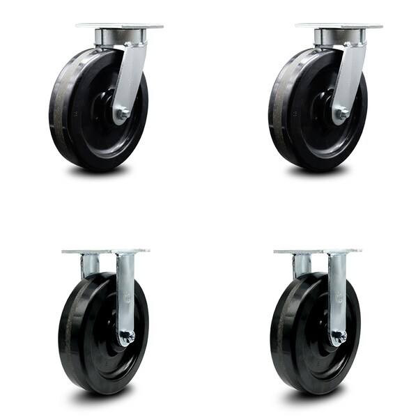 8 Inch Kingpinless Phenolic Wheel Swivel Caster Swivel 2 Rigid SCC, 2PK